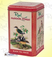 Чай Real "Райские Птицы" чёрный PEKOE (Пеко) Цейлонский средне-листовой скрученный, в жестяной банке 200 г